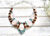 Rose Quartz Blue Topaz Necklace - The Pashm